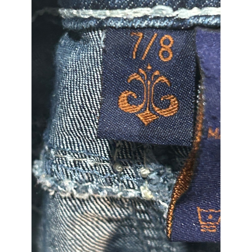 Dereon Girls Dark Wash Denim Jeans Gold Accent Size 7/8 Rhinestone - Picture 10 of 11